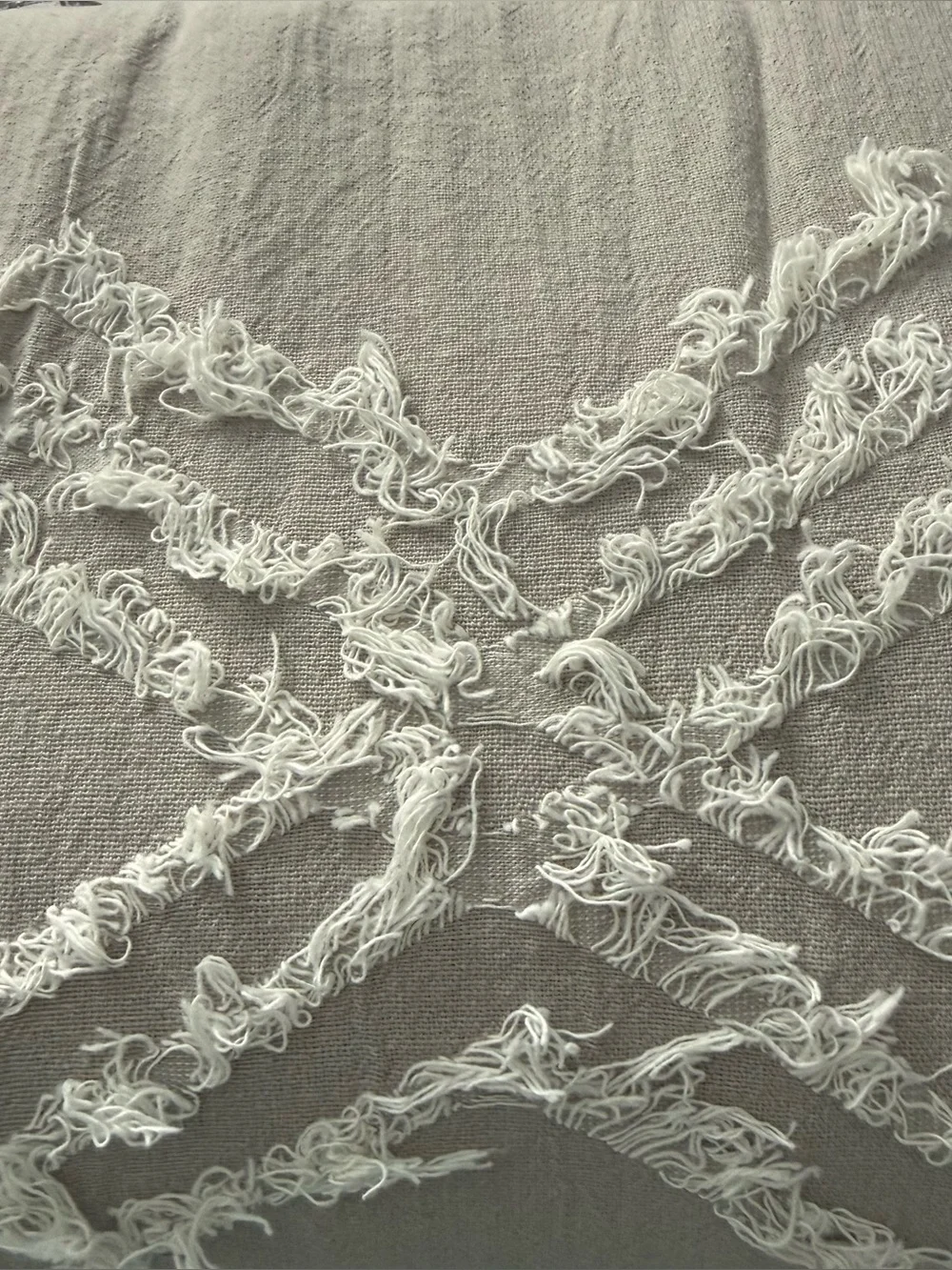 NWT Peri Home Gray Tufted Fringe Full/Queen Cotton Duvet Cover Boho Textured
